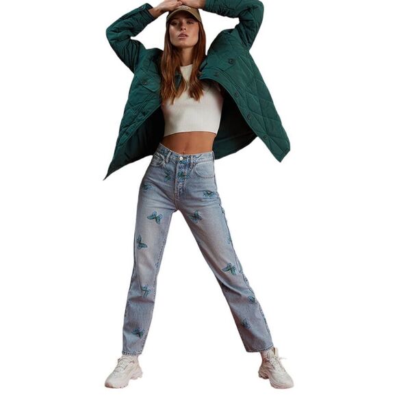 NWT PacSun ECO Butterfly 🦋 Print Dad Jeans - Picture 1 of 8